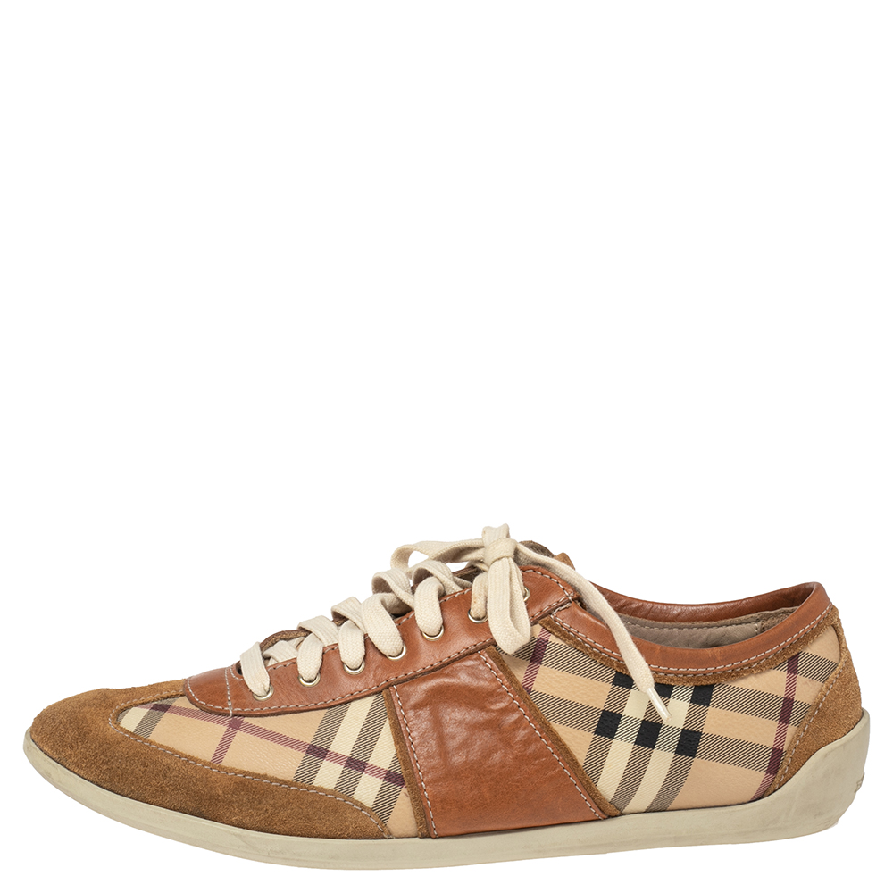 

Burberry Beige Suede And Canvas Low Top Sneakers Size, Brown