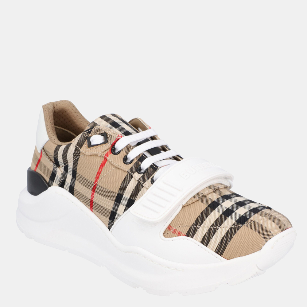 

Burberry Beige/White Vintage Check Cotton Sneakers EU