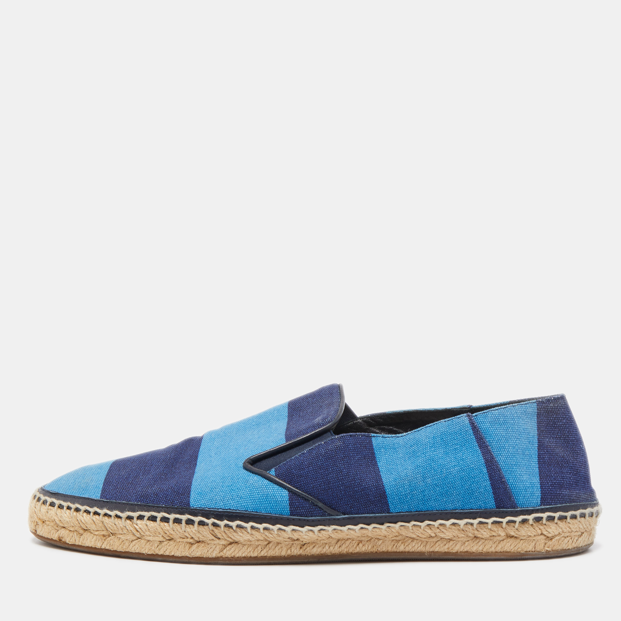 Pre-owned Burberry Blue Canvas Slip On Espadrille Flats Size 42.5