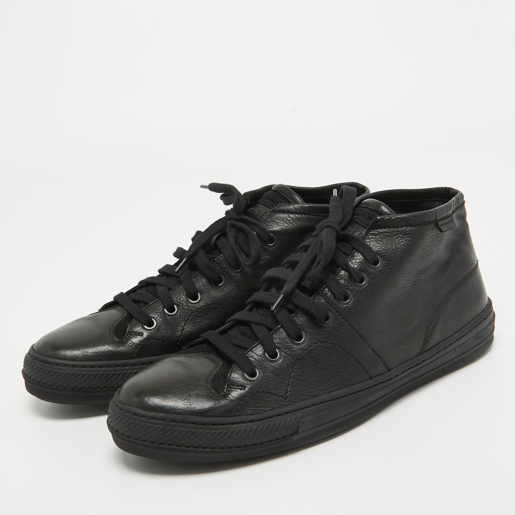 

Burberry Black Leather High Top Sneakers Size