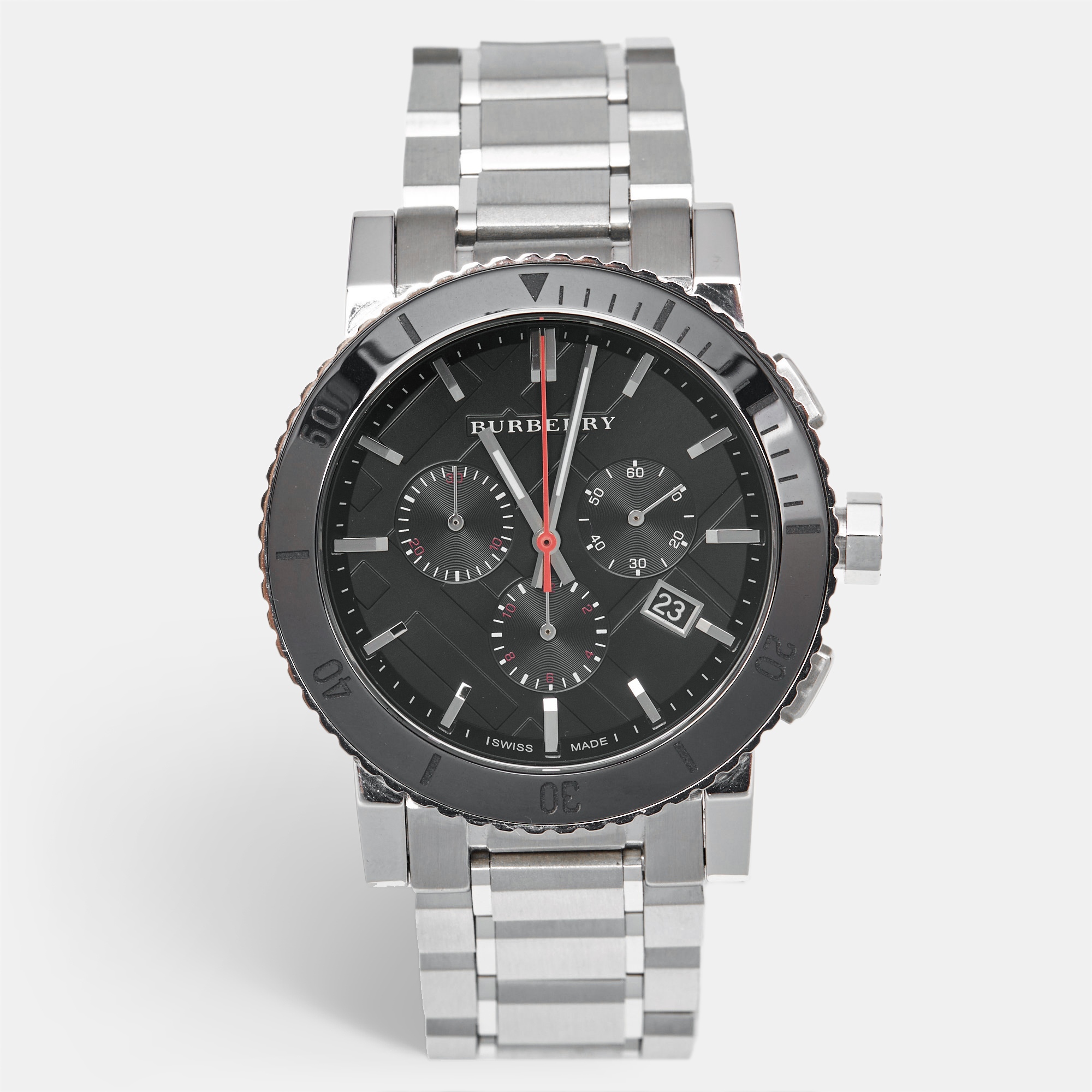 

Burberry The City BU9380 Black Dial Ceramic Stainless Steel Men's Wristwatch, Silver