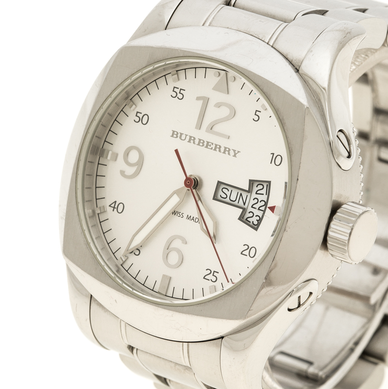 

Burberry Silver White Stainless Steel Military Inspired BU7637 Men's Wristwatch