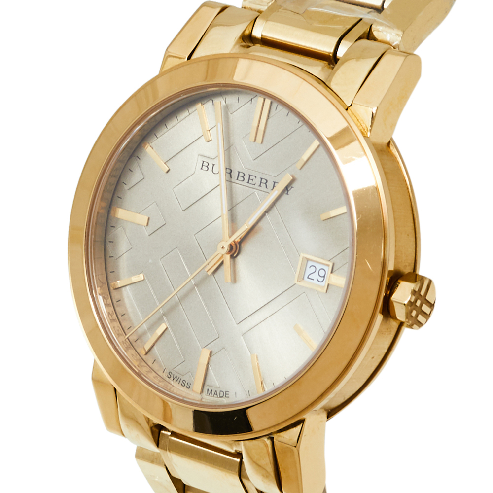 

Burberry Champagne Gold Tone The City BU9033 Men's Wristwatch