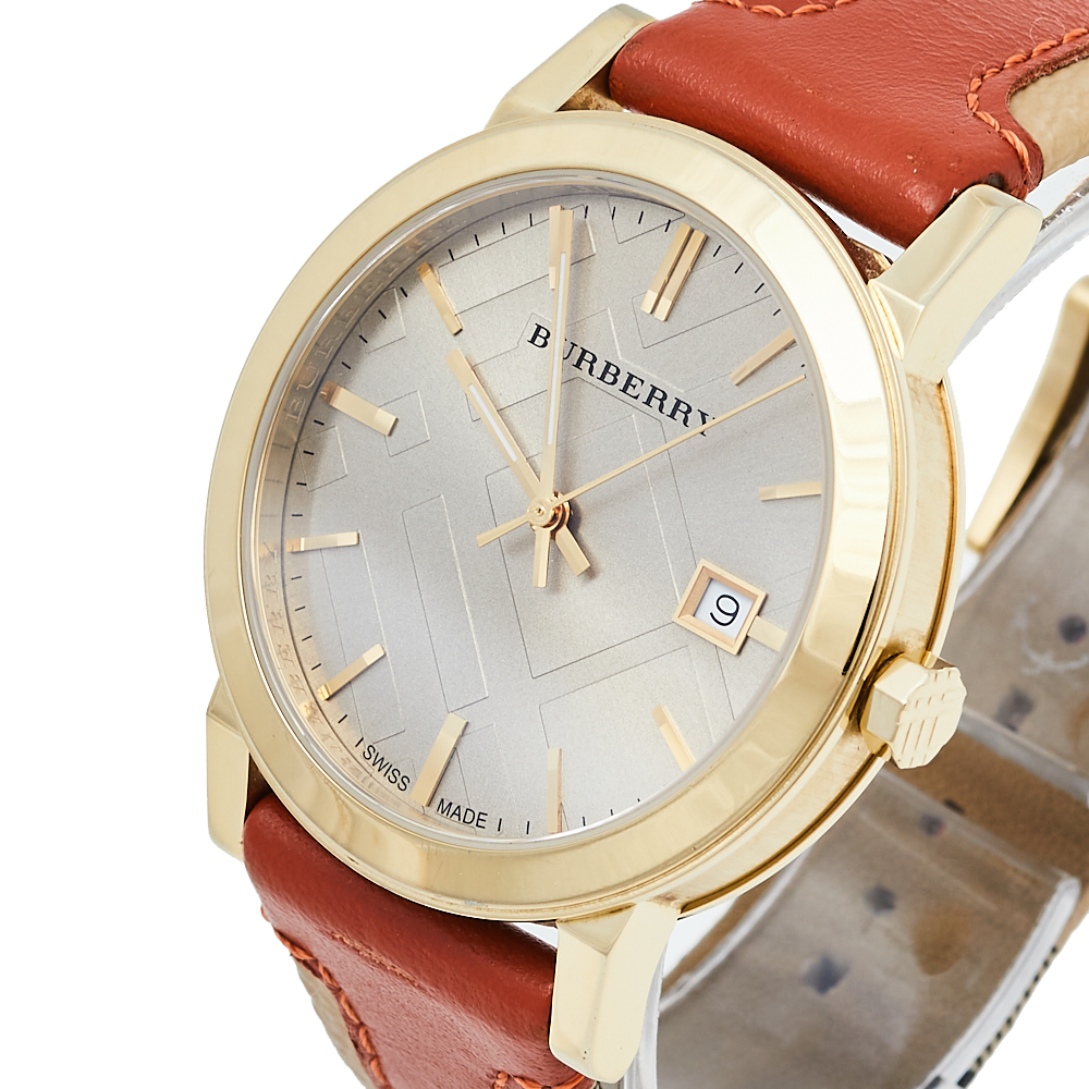 

Burberry Beige Gold Plated Stainless Steel Leather BU9016 Men’s Wristwatch