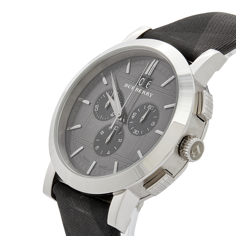 

Burberry Grey Stainless Steel Leather BU1756 Men's Wristwatch