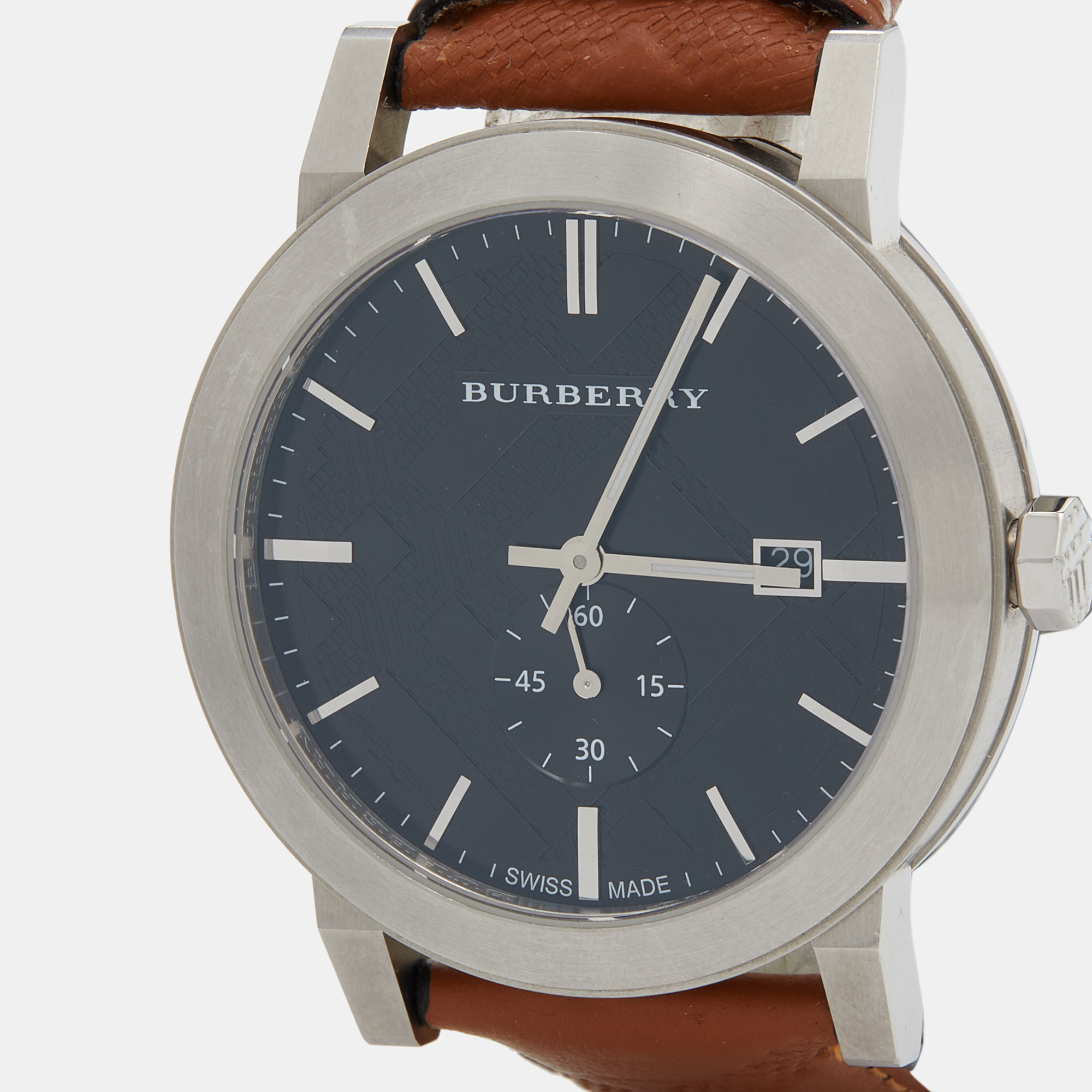 

Burberry Black Stainless Steel Leather The City BU9905 Men's Wristwatch, Brown