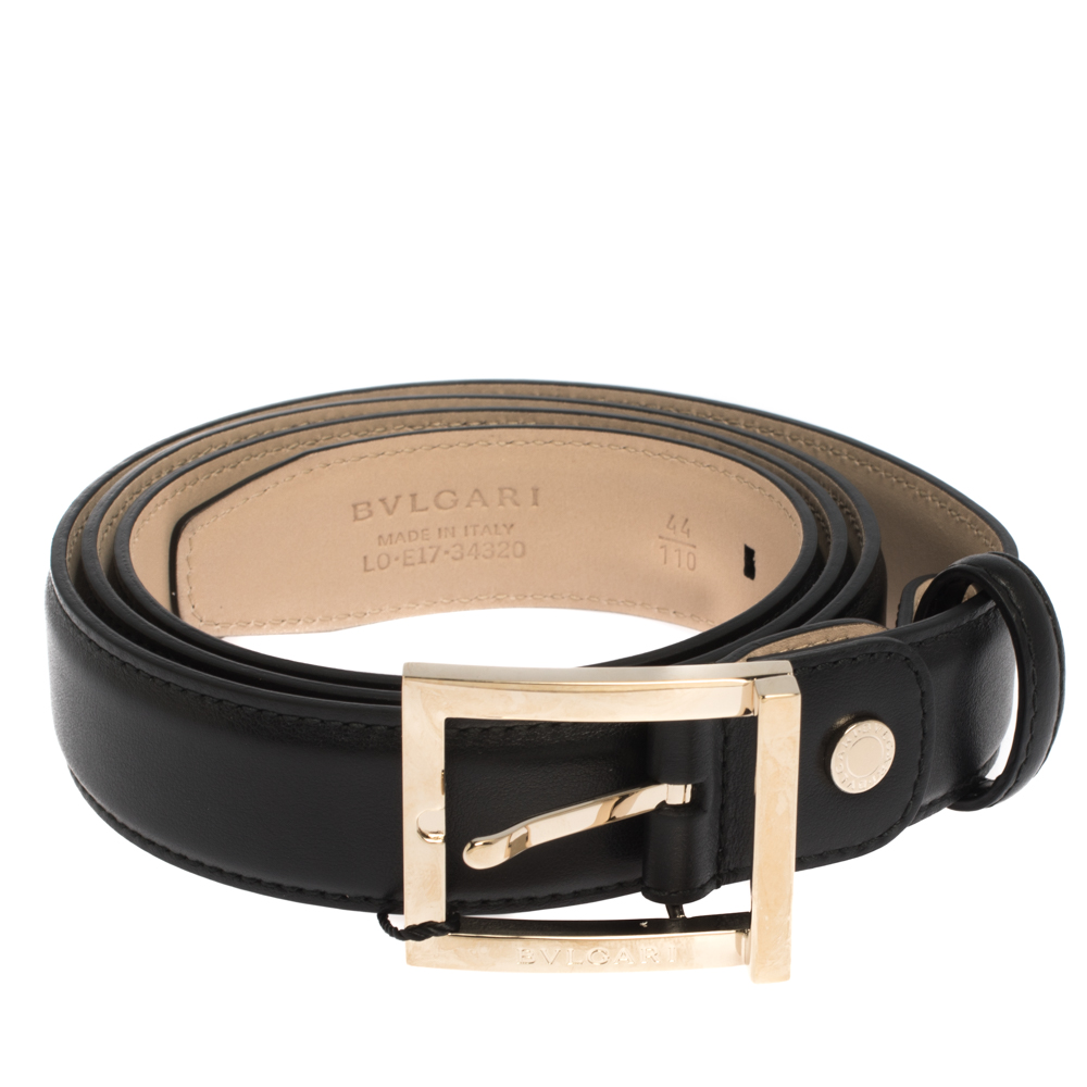 

Bvlgari Black Leather Buckle Belt