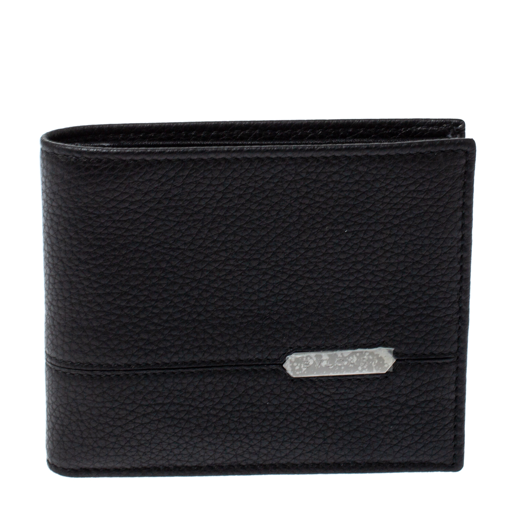 Bvlgari Black Leather Bifold Wallet