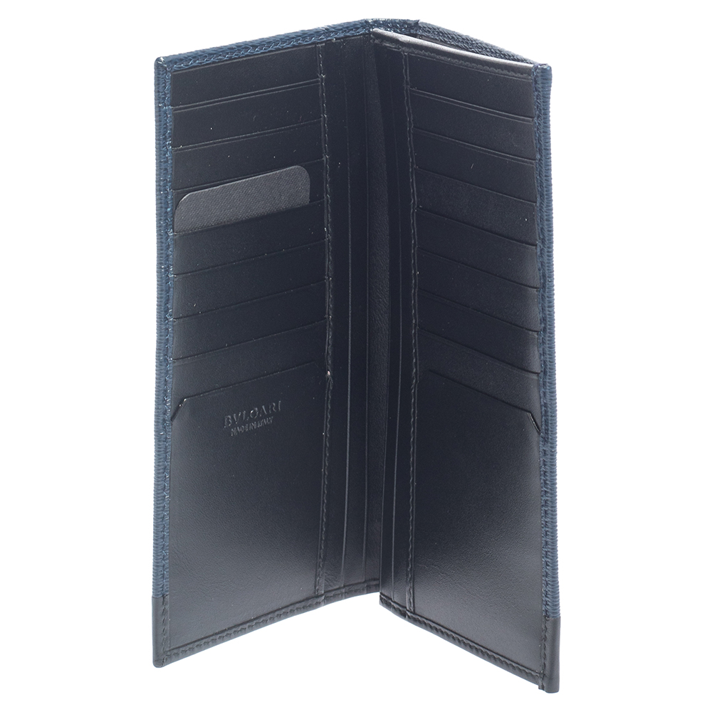 

Bvlgari Blue/Black Leather Scaglie Long Wallet