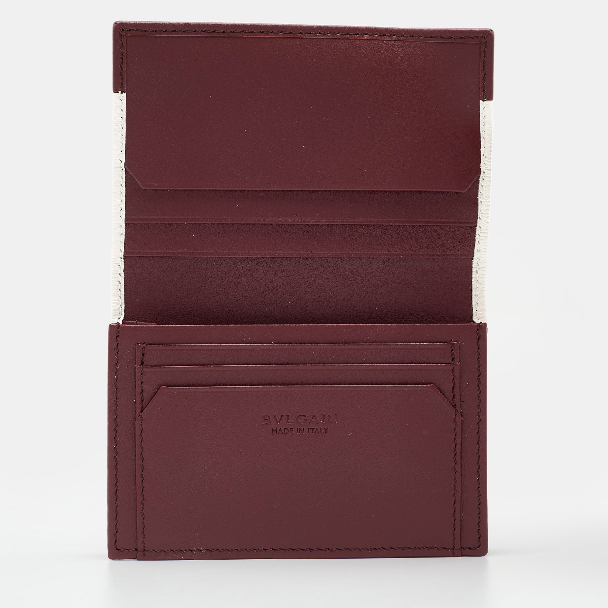 

Bvlgari Burgundy/White Leather Card Holder