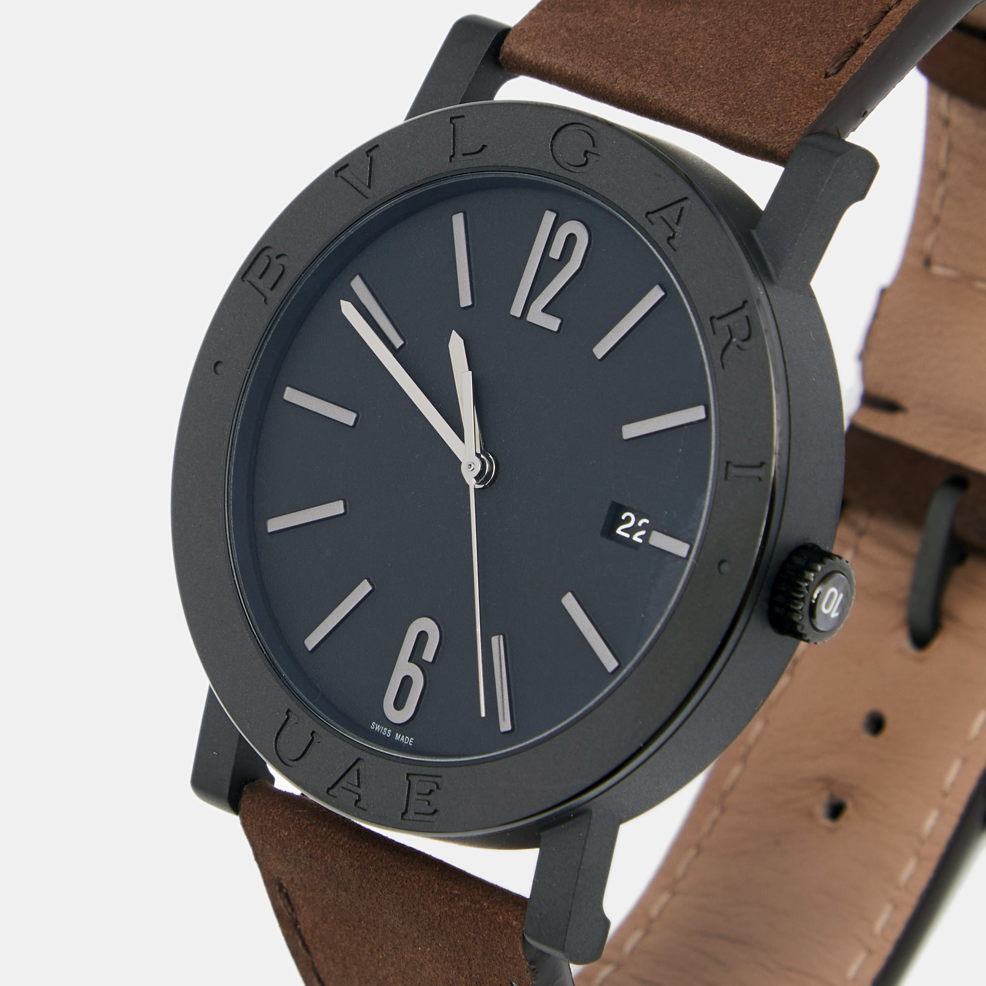 

Bvlgari Black Stainless Steel Leather Special Edition Bvlgari Bvlgari, Brown