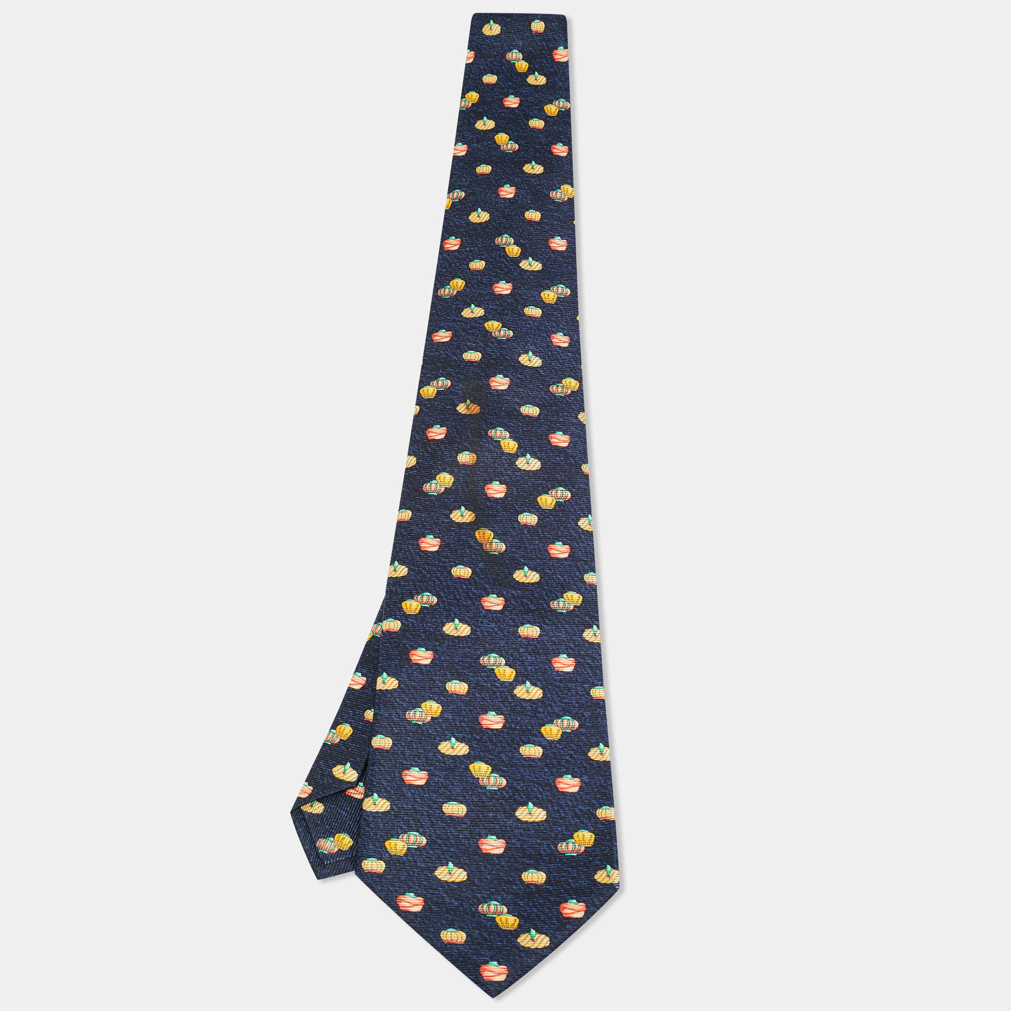 Pre-owned Bvlgari Navy Blue Turban Print Silk Traditional Tie