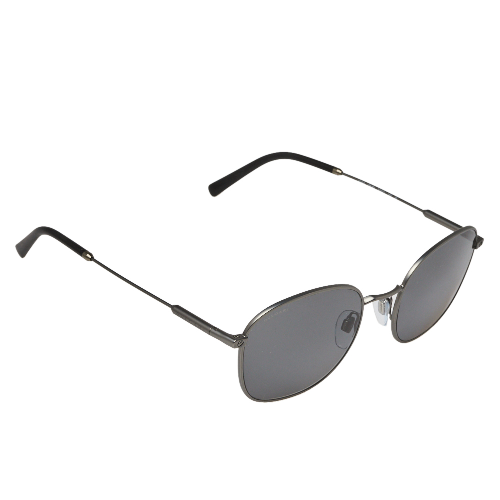 Bvlgari Matte Gunmetal / Grey Polarized BV5049 Oval Sunglasses