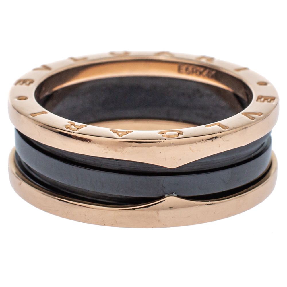 

Bvlgari B.zero1 Ceramic 18K Rose Gold Two Band Ring Size