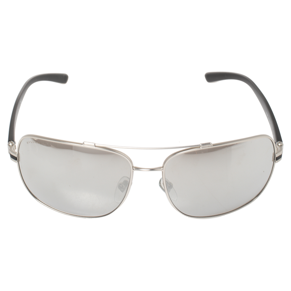 

Bvlgari Silver Tone/Grey Mirrored 5038 Navigator Sunglasses