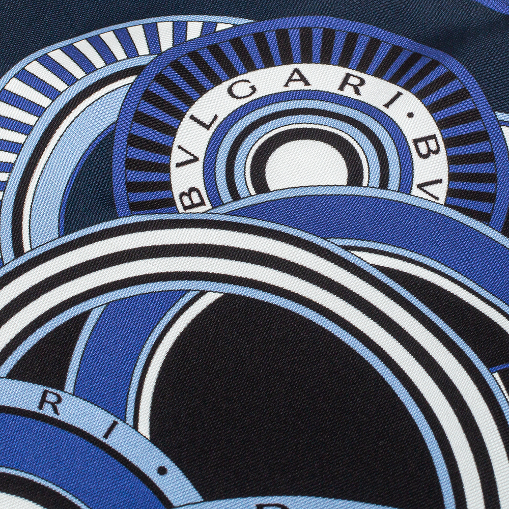 

Bvlgari Navy Blue Printed Silk Pocket Square