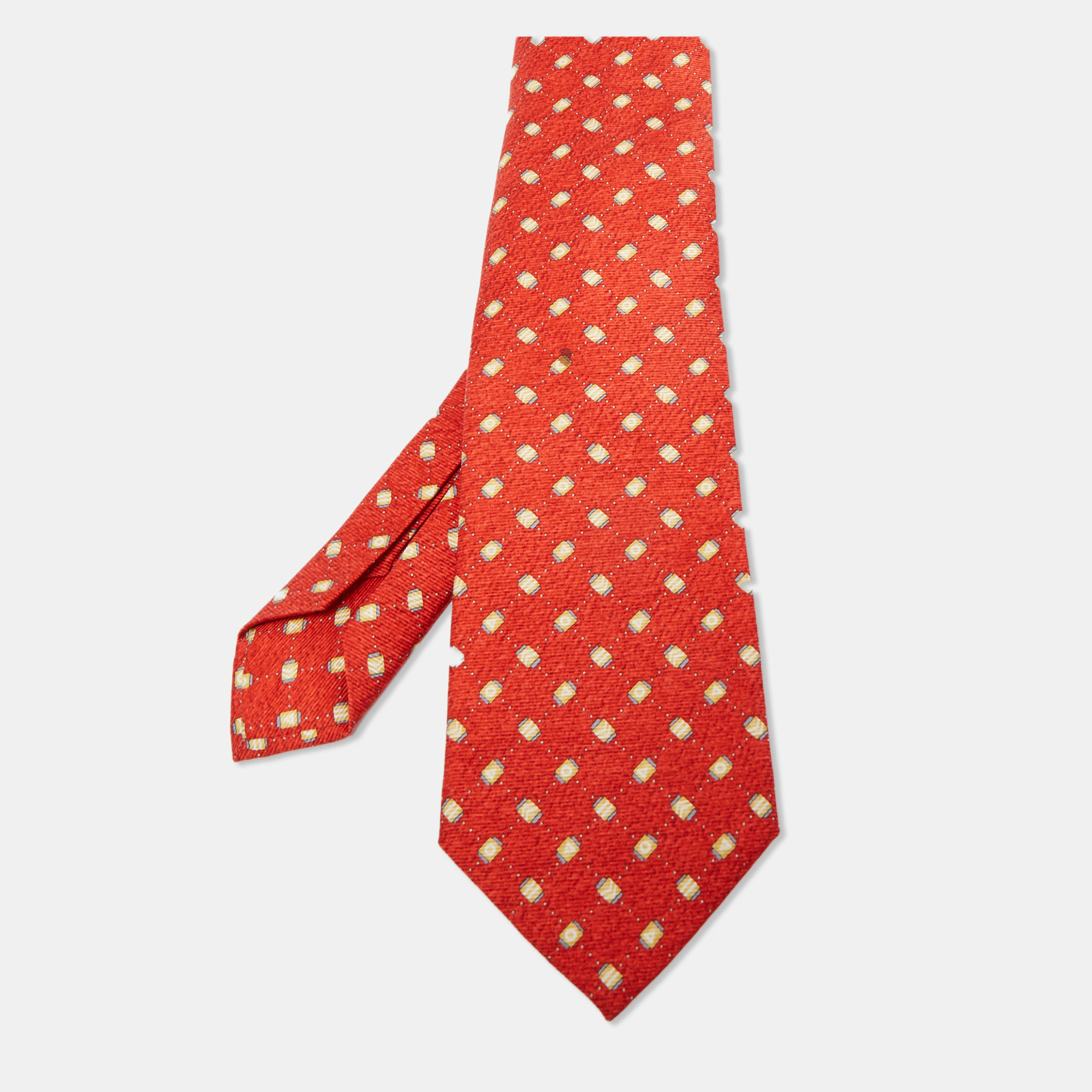 Pre-owned Bvlgari Red Printed Silk Traditional Tie