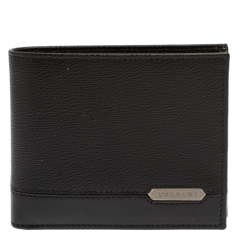 Bvlgari Black Leather Bifold Wallet
