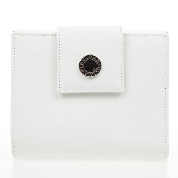 Bvlgari White Compact Flap Wallet
