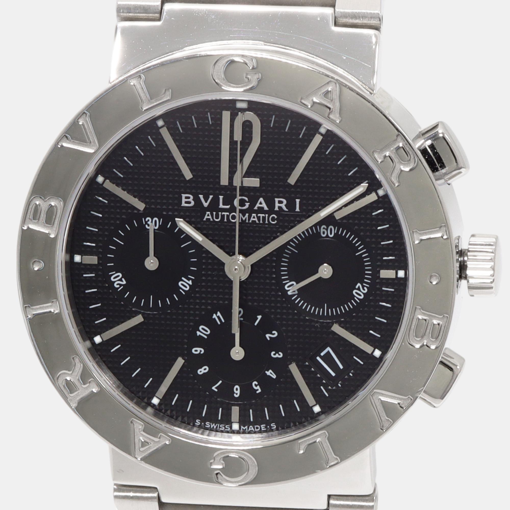 

Bvlgari Black Stainless Steel Bvlgari Bvlgari BB38SSCH Automatic Men's Wristwatch 38 mm