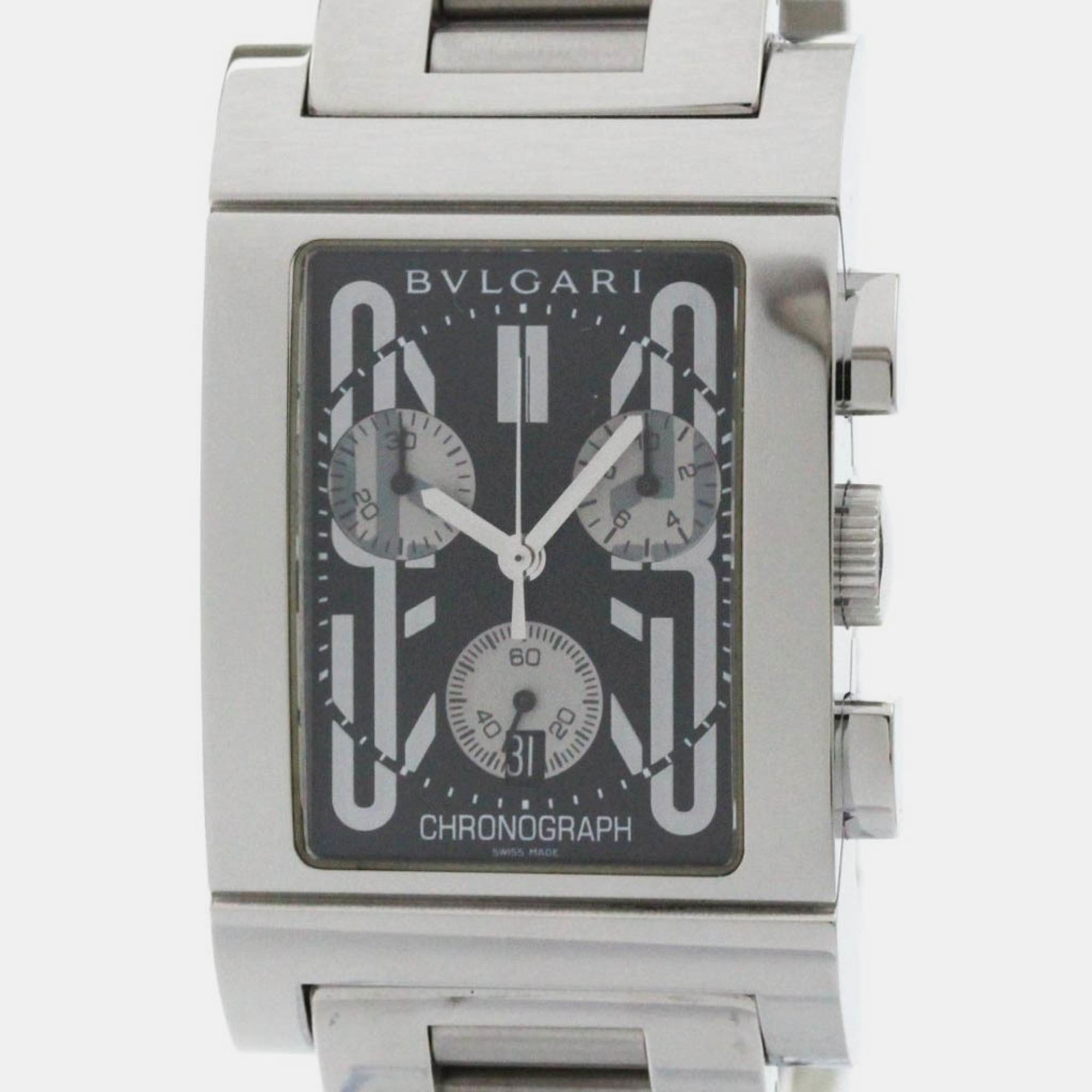 

Bvlgari Stainless Steel Rettangolo Quartz Men's Wristwatch 49 mm, Black