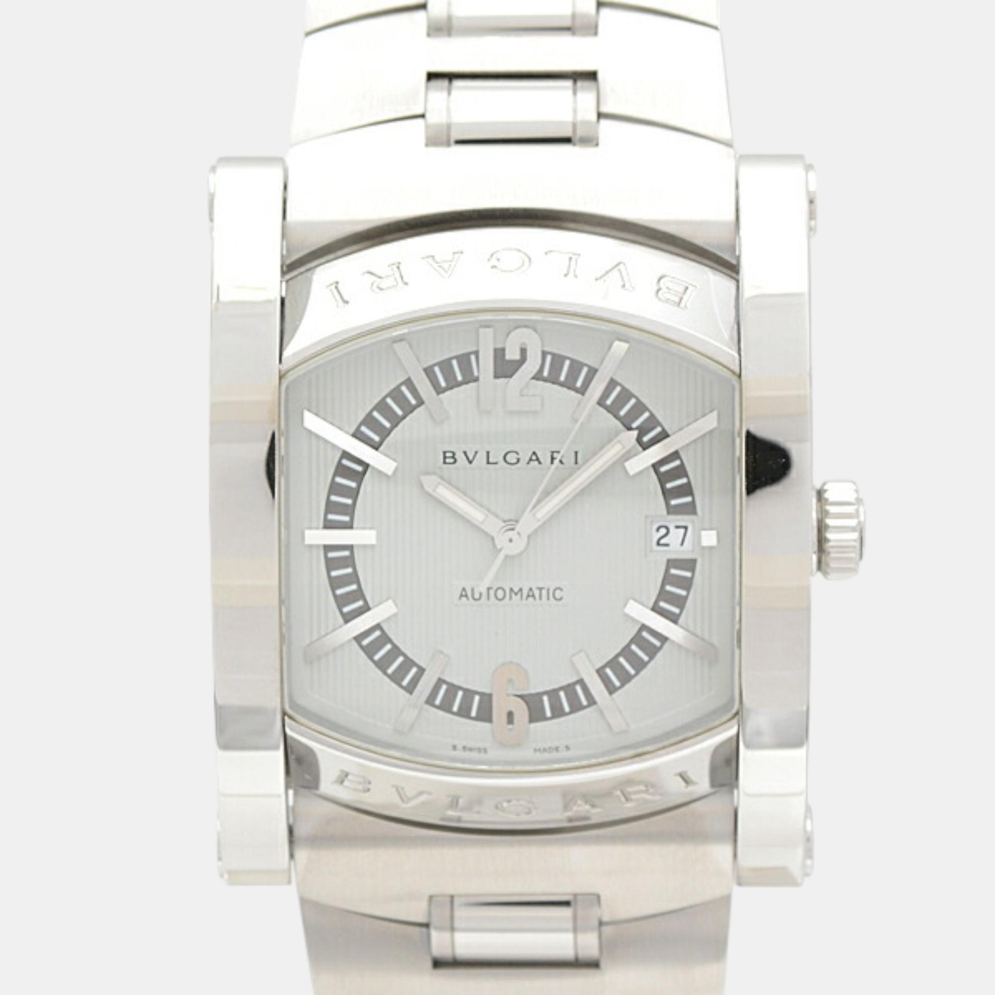 

Bvlgari Silver Stainless Steel Assioma AA48S Automatic Men's Wristwatch 38 mm