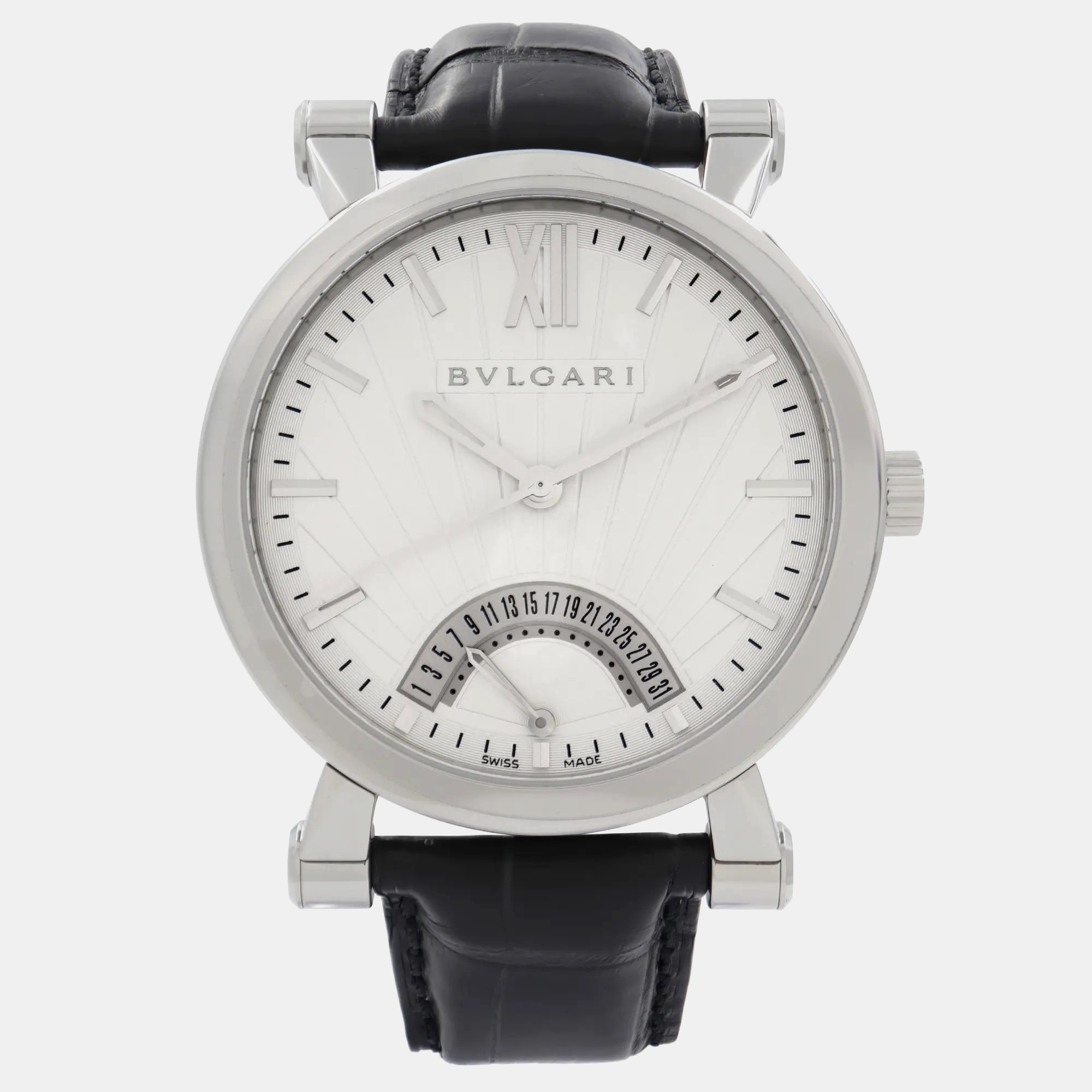 

Bvlgari White Stainless Steel Sotirio Retrograde SB42SDR Automatic Men's Wristwatch 42 mm, Silver