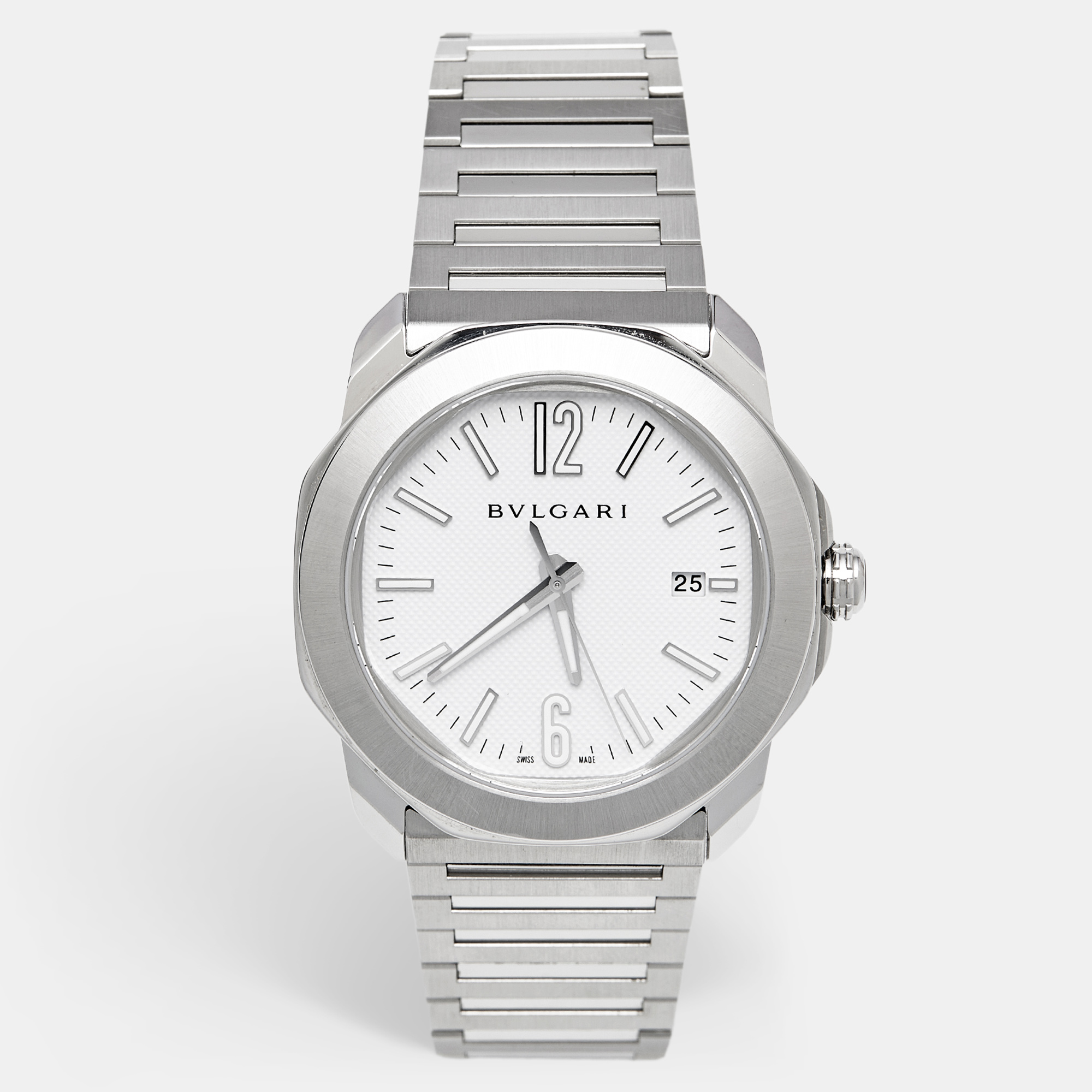 

Bulgari White Stainless Steel Octo Roma, Silver