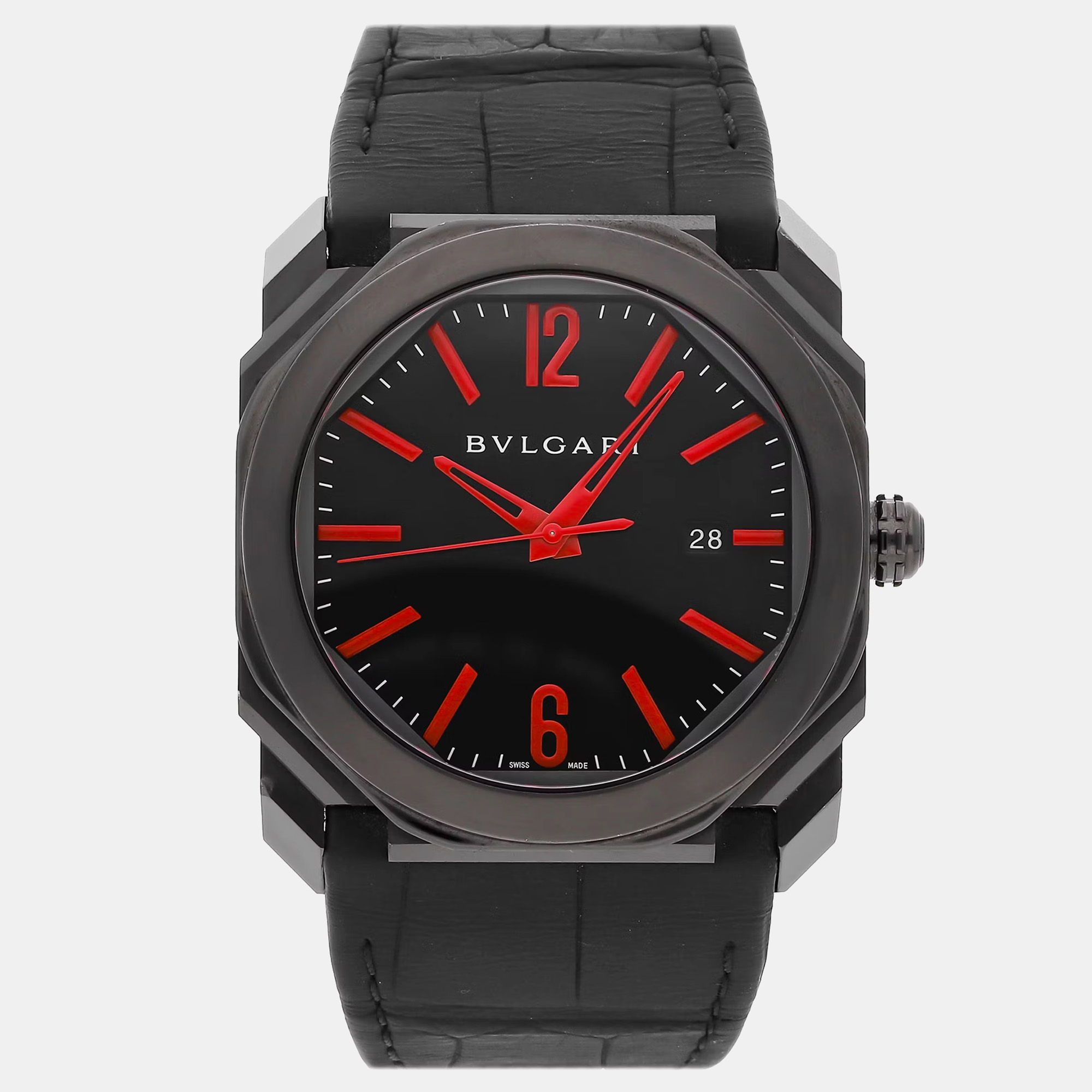 Pre-owned Bvlgari Bulgari Octo 102738 Men's Watch Automatic 41 Mm In Black