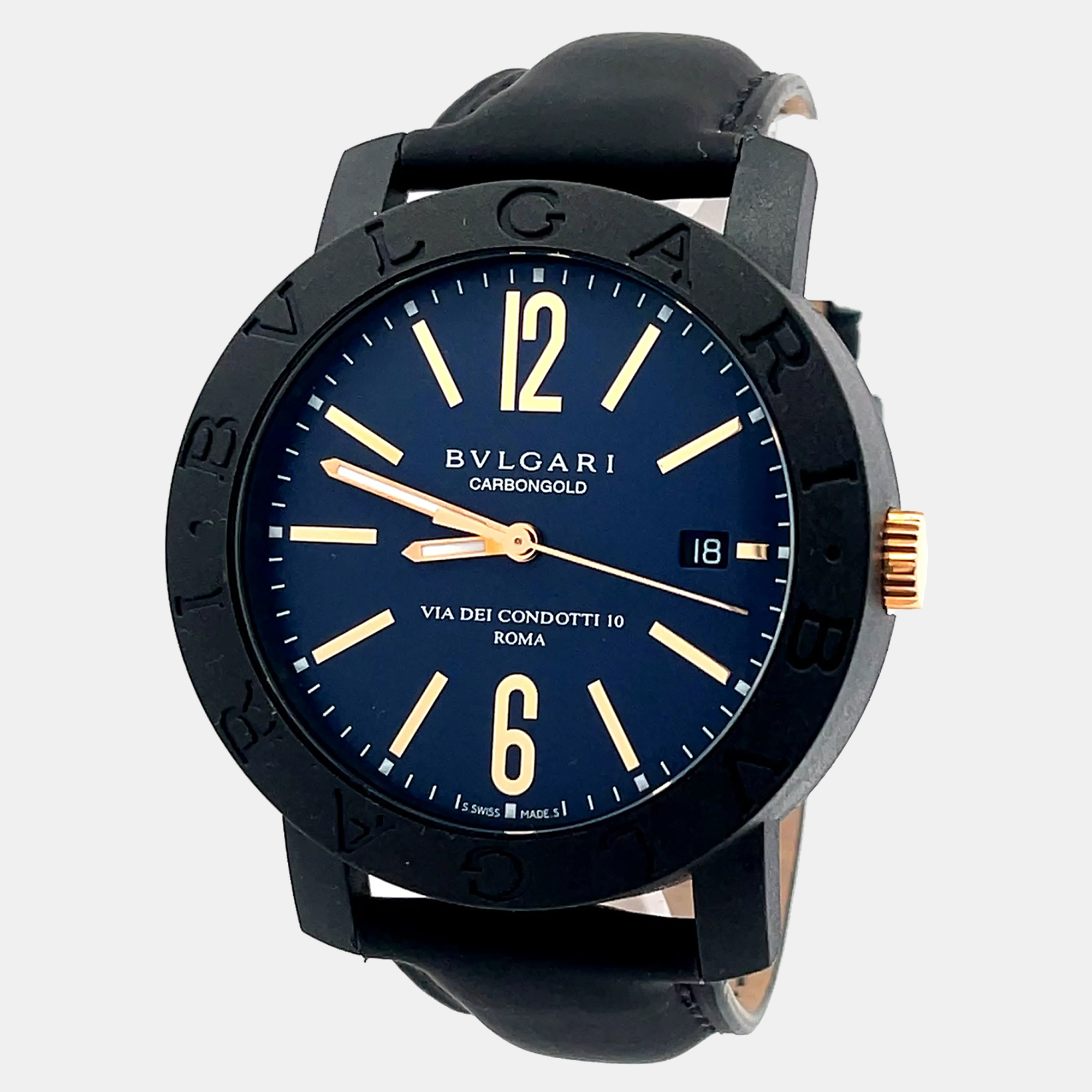 

Bvlgari Via dei Condotti BB40CL Automatic Carbon Men’s Wristwatch 40 mm, Blue
