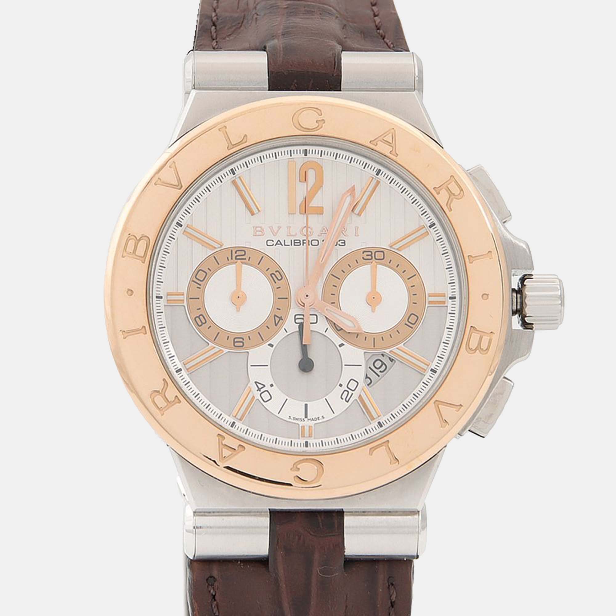 

Bvlgari Diagono Calibro 303 DGP42SGCH Automatic White 18K Yellow Gold Stainless Steel Men's Wristwatch