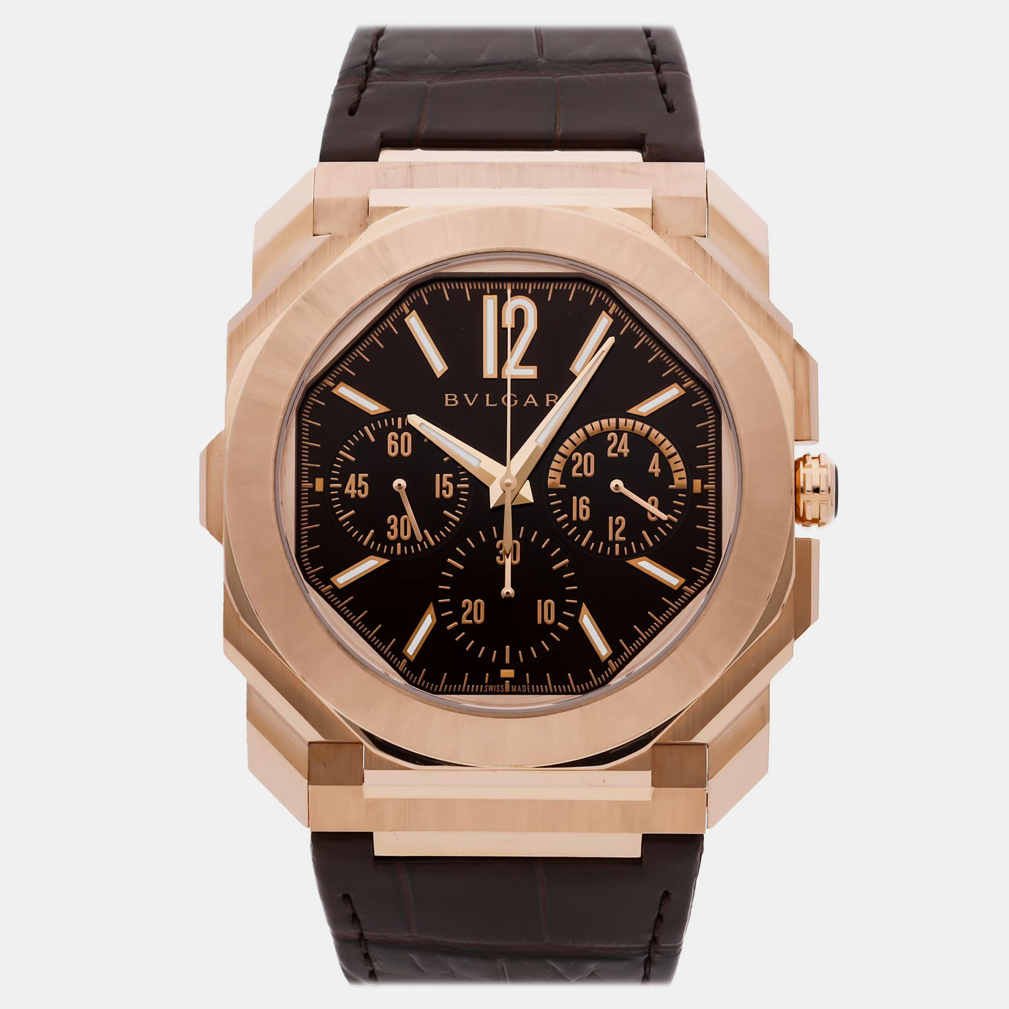 

Bvlgari Octo Finissimo GMT 103468 Automatic Chronograph Brown Dial 18k Rose Gold Men's Wristwatch