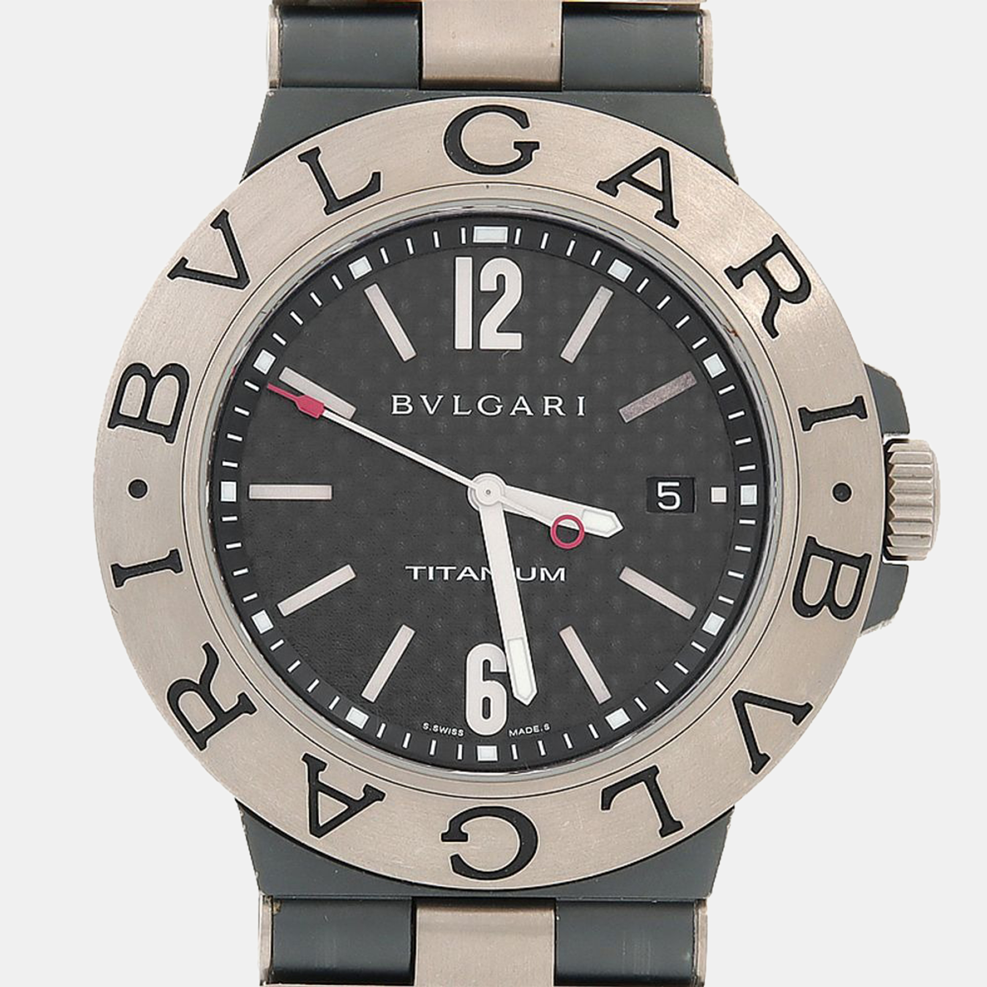 Click to view more detailed imagery on our partner's website Pre-owned Bvlgari Diagono Ti44ta Automatic Black Titanium Men's Wristwatch 44mm