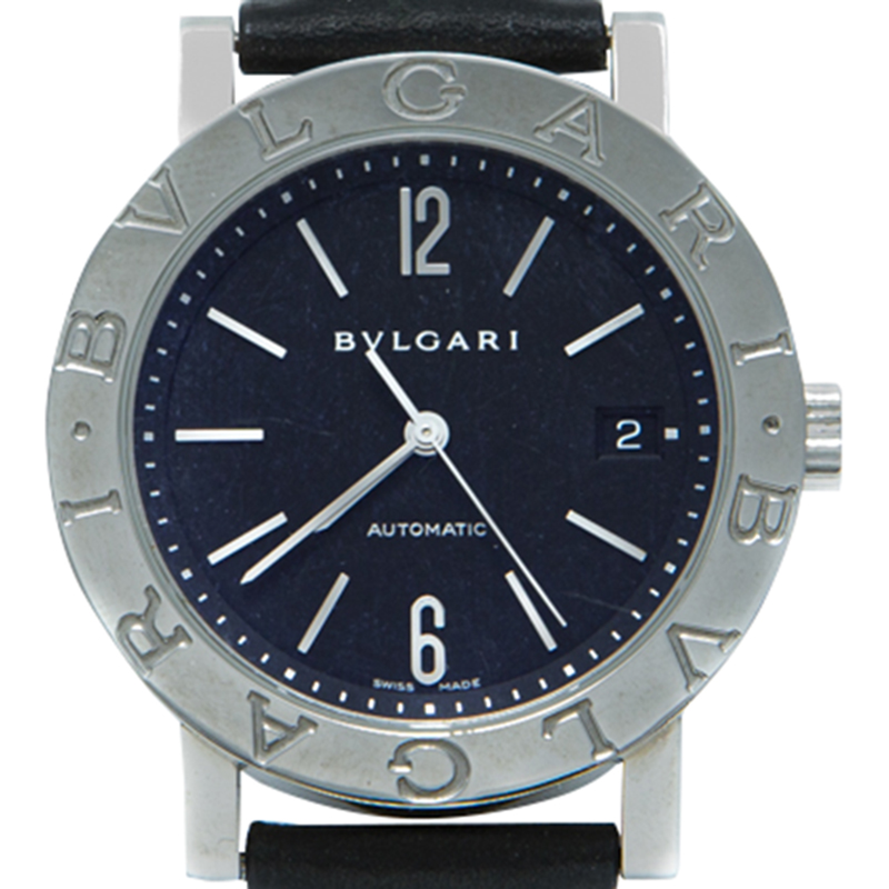 

Bvlgari Black Dial Stainless Steel Leather Men's Watch