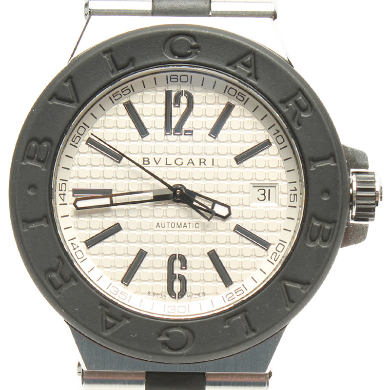 

Bvlgari White Rubber and Stainless Steel Diagono Rubber DG40SV Men's Wristwatch
