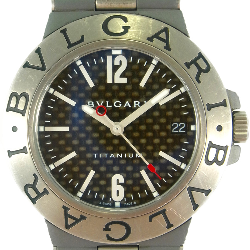 

Bvlgari Black Titanium and Rubber Diagono TI38TA Men's Wristwatch