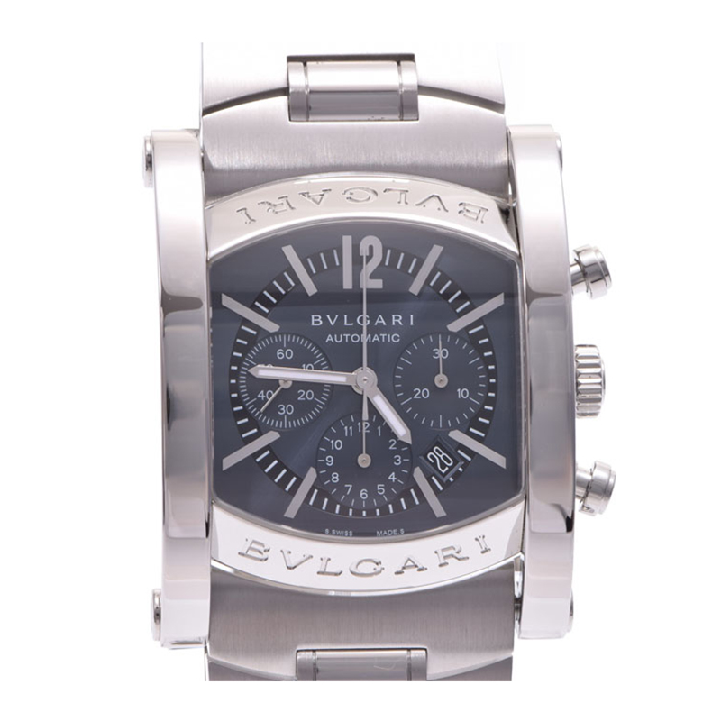 Pre Owned Bvlgari Gray Stainless Steel Ashoma 44 Chrono AA44SCH Men's Wristwatch 44 MM