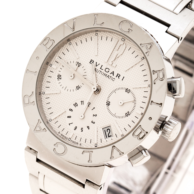 

Bvlgari Silver White Stainless Steel Bvlgari BB38SSCH Men's Wristwatch