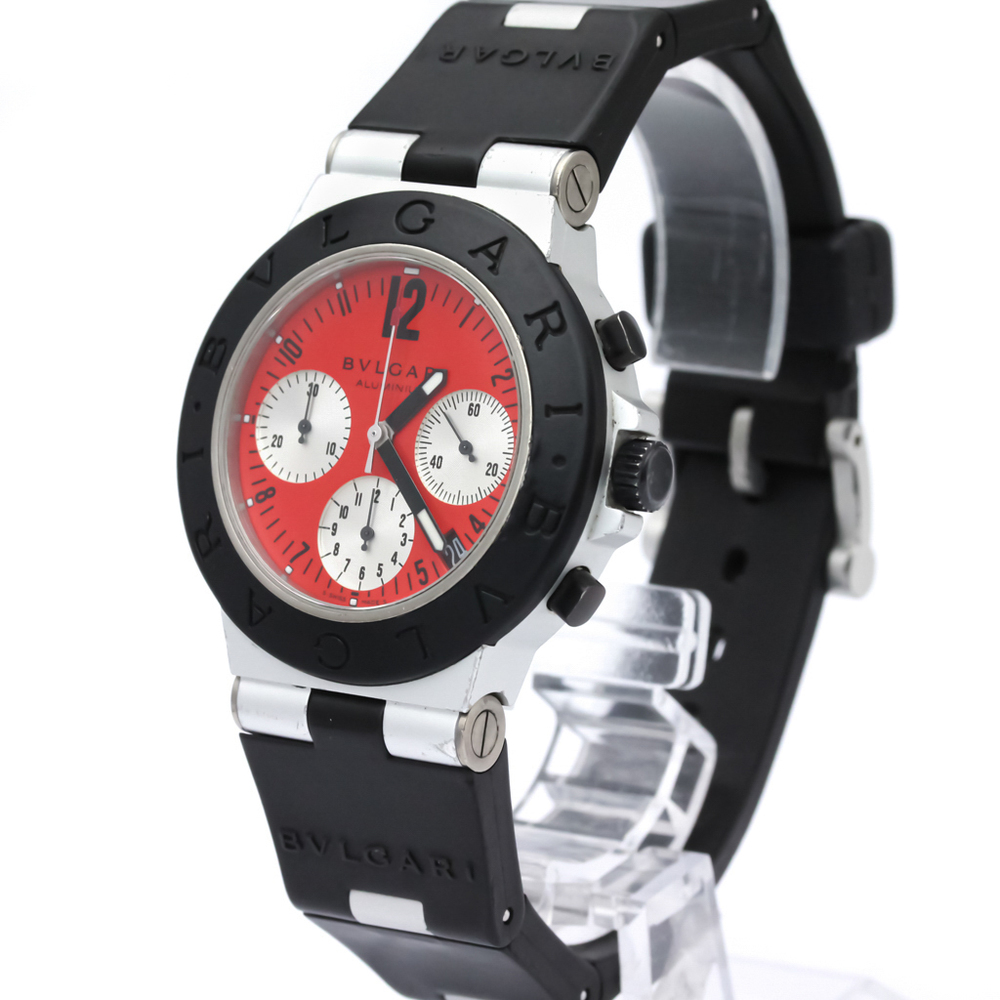 

Bvlgari Red Aluminum and Rubber Chronograph LTD AC38TA Men's Wristwatch