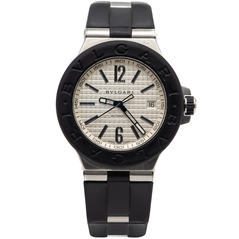 bvlgari diagono black dial men's automatic watch with stainless steel case