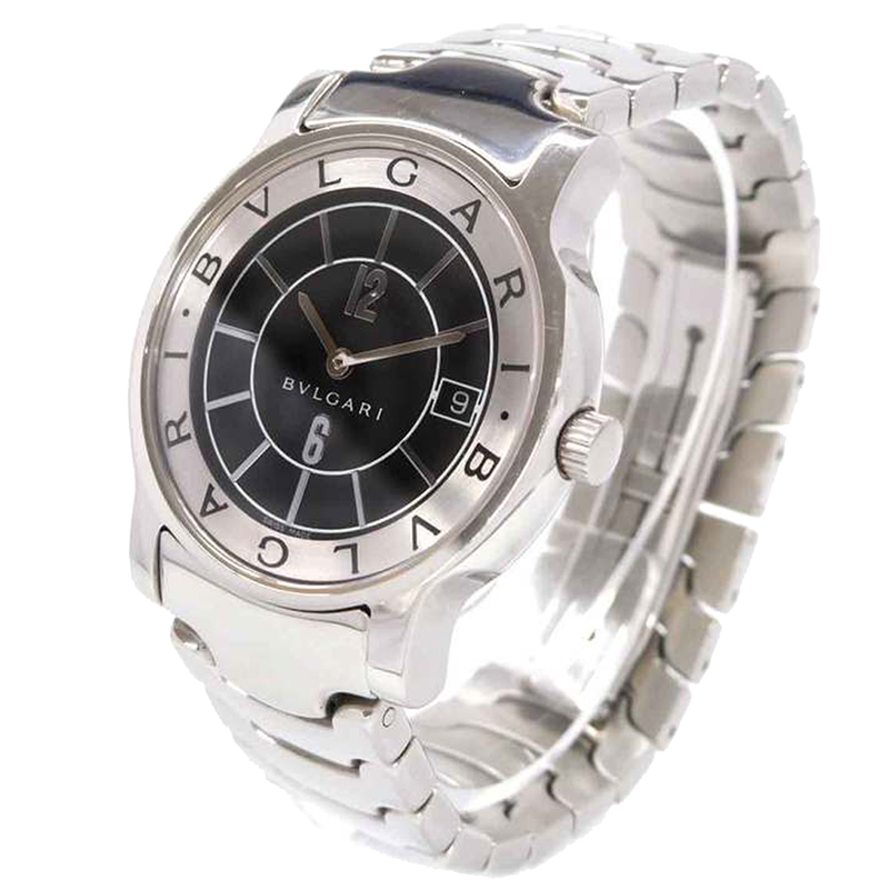 

Bvlgari Black Stainless Steel Solo Tempo St35S Men's Wristwatch