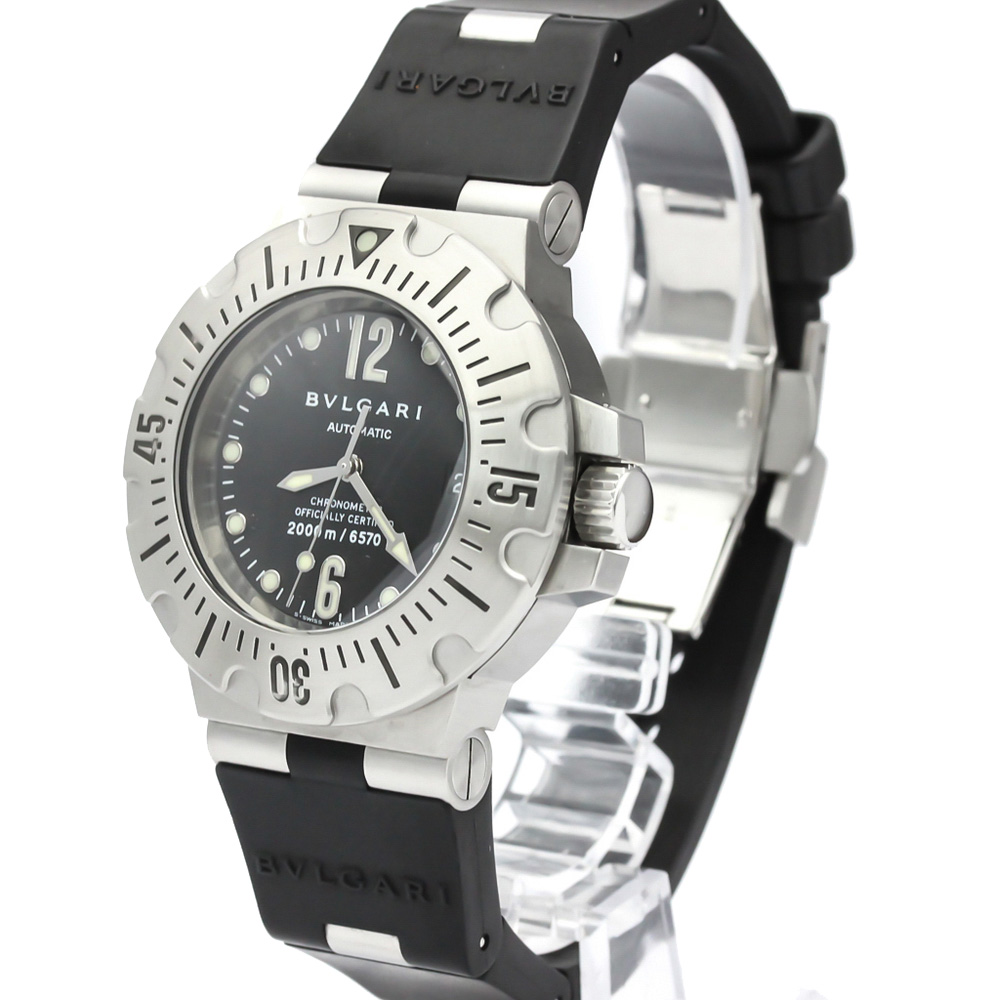 

Bvlgari Black Stainless Steel and Rubber Diagono Scuba SD42S Men's Wristwatch