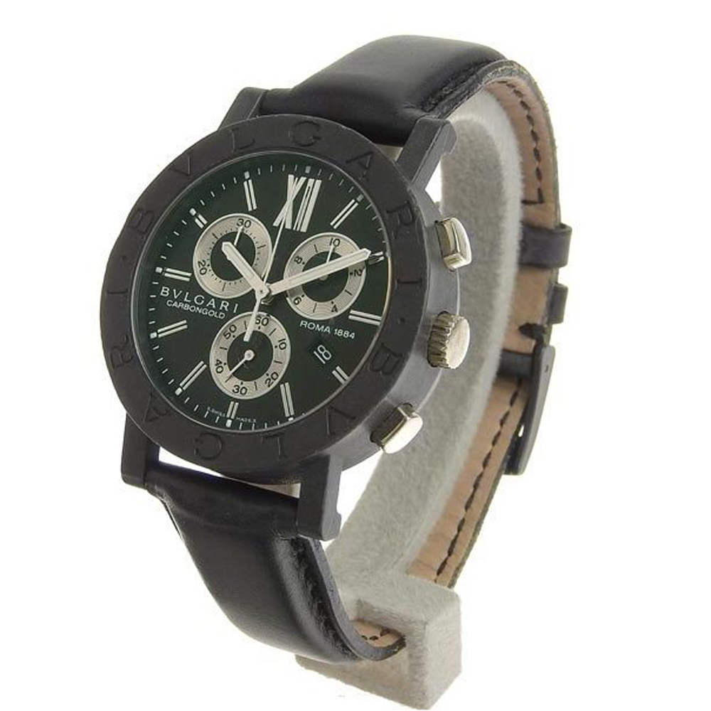 

Bvlgari Black Carbon Gold and Leather Chrono Bvlgari Bvlgari BB38CLCH Men's Wristwatch