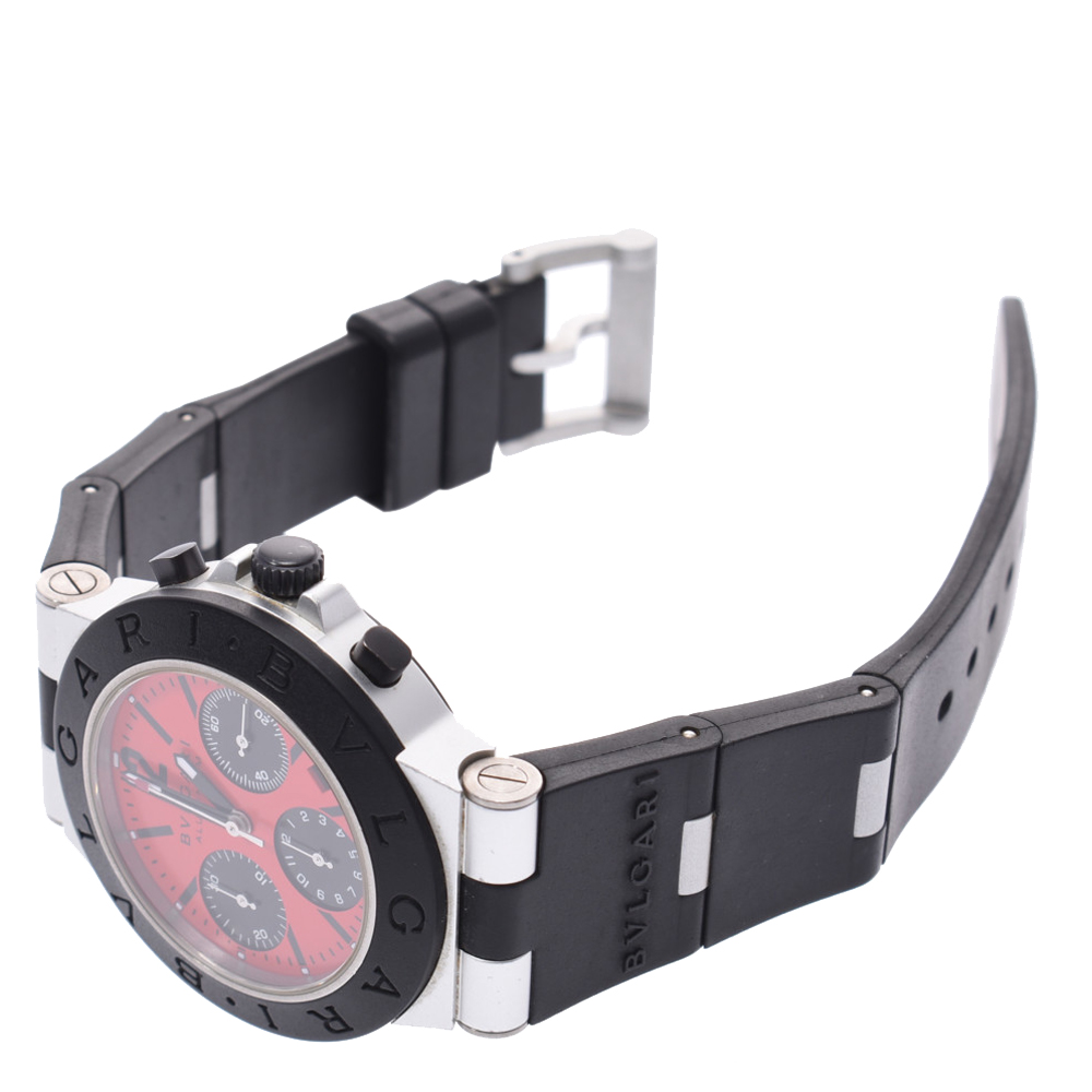 

Bvlgari Red Rubber And Aluminum Chronograph AC38TA Men's Wristwatch