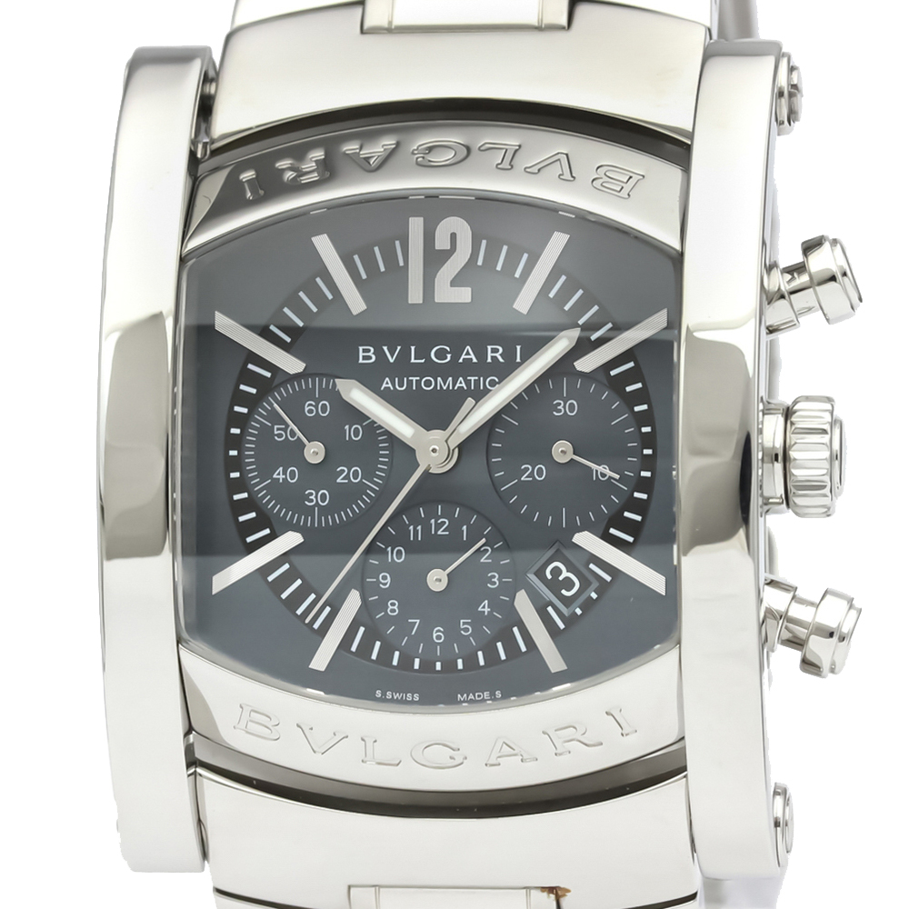 Bvlgari Gray Stainless Steel Assioma Chronograph Automatic AA44SCH Men's Wristwatch 44 MM