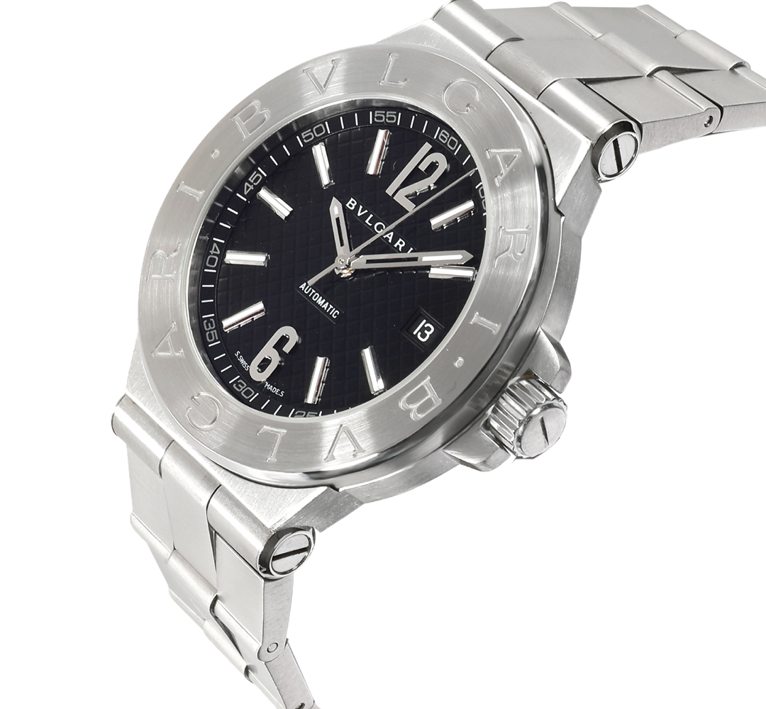 

Bvlgari Black Stainless Steel Diagono DG40S Men's Wristwatch