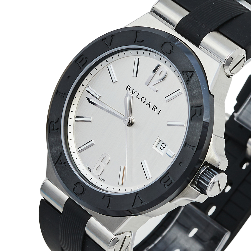 

Bvlgari Silver Stainless Steel & Ceramic Diagono