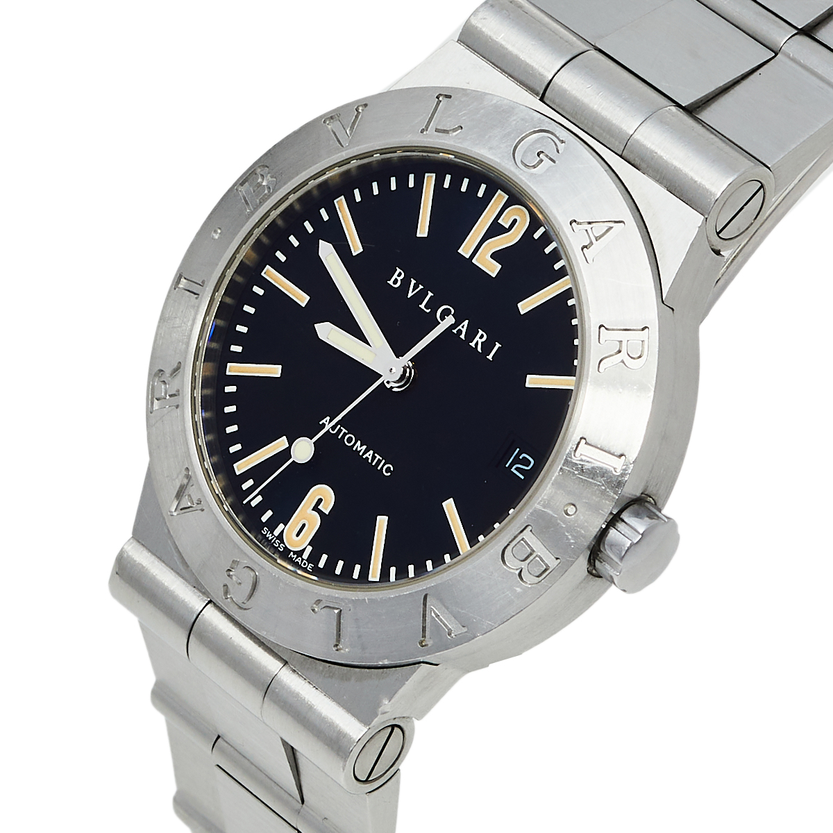 

Bvlgari Black Stainless Steel LC 35  Diagono Automatic Men' Wristwatch 35 MM