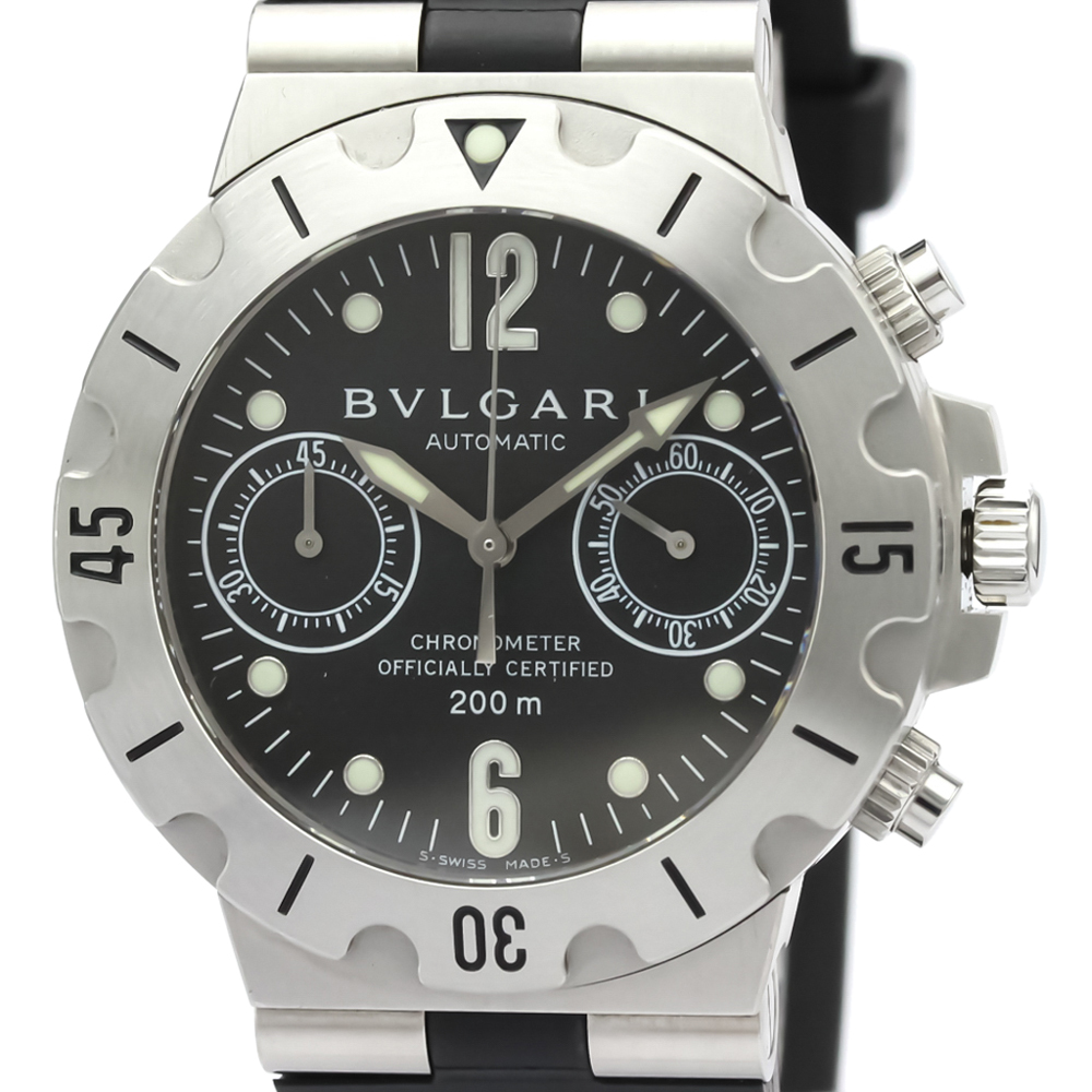 

Bvlgari Black Stainless Steel Diagono Scuba Chronograph Automatic SC38S Men's Wristwatch 38 MM