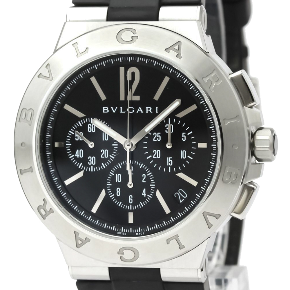 

Bvlgari Black Stainless Steel Diagono Velocissimo DG41SCH Automatic Men's Wristwatch 41 MM